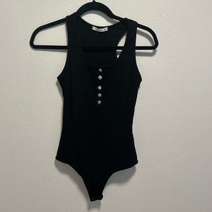 Reoria ribbed black bodysuit
